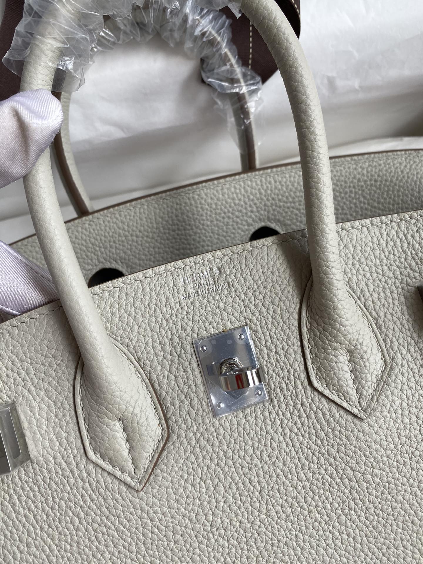 Hermes Birkin 25CM Togo Leather Handbag Pearl Gray